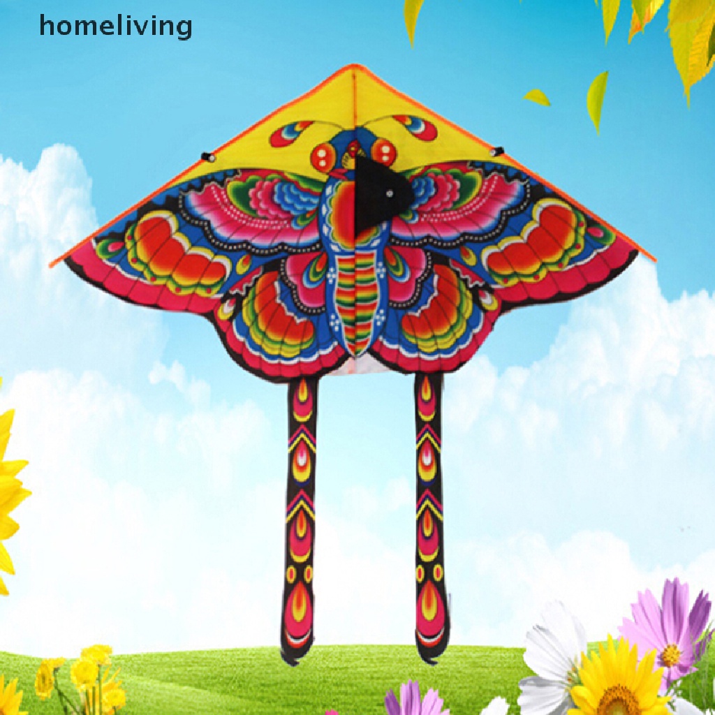 1 Bộ Diều Đuôi Dài 90 * 50cm In Hình Bướm Có Tay Cầm