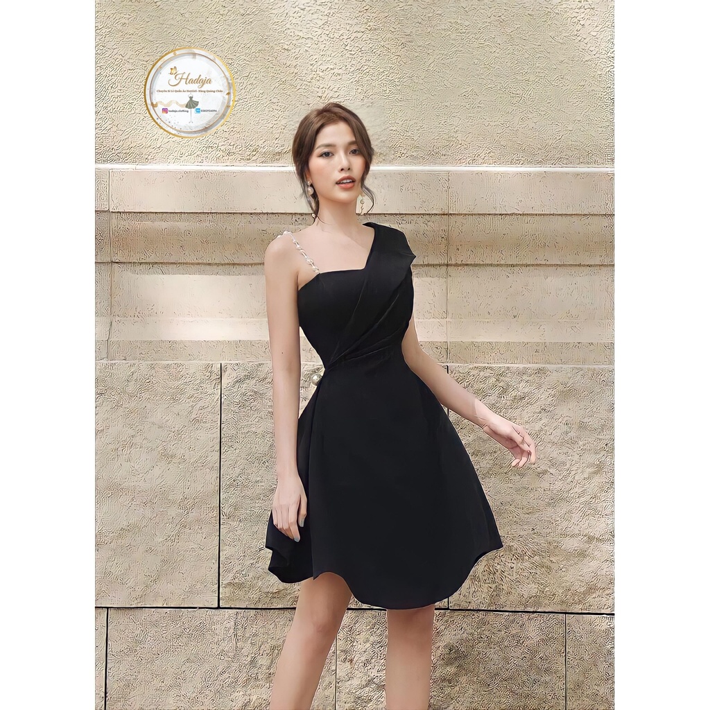 Váy dự tiệc nữ ❣️ đầm xòe lệch vai dây cườm kèm mút ngực sang trọng P01 | BigBuy360 - bigbuy360.vn