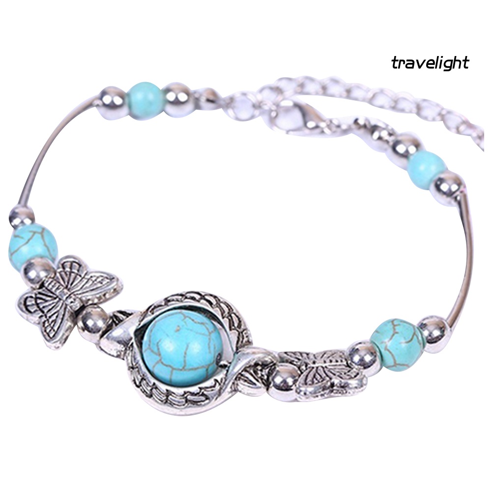 Vòng Tay Hợp Kim Đính Hạt Ngọc Lam Thời Trang Cho Nữ