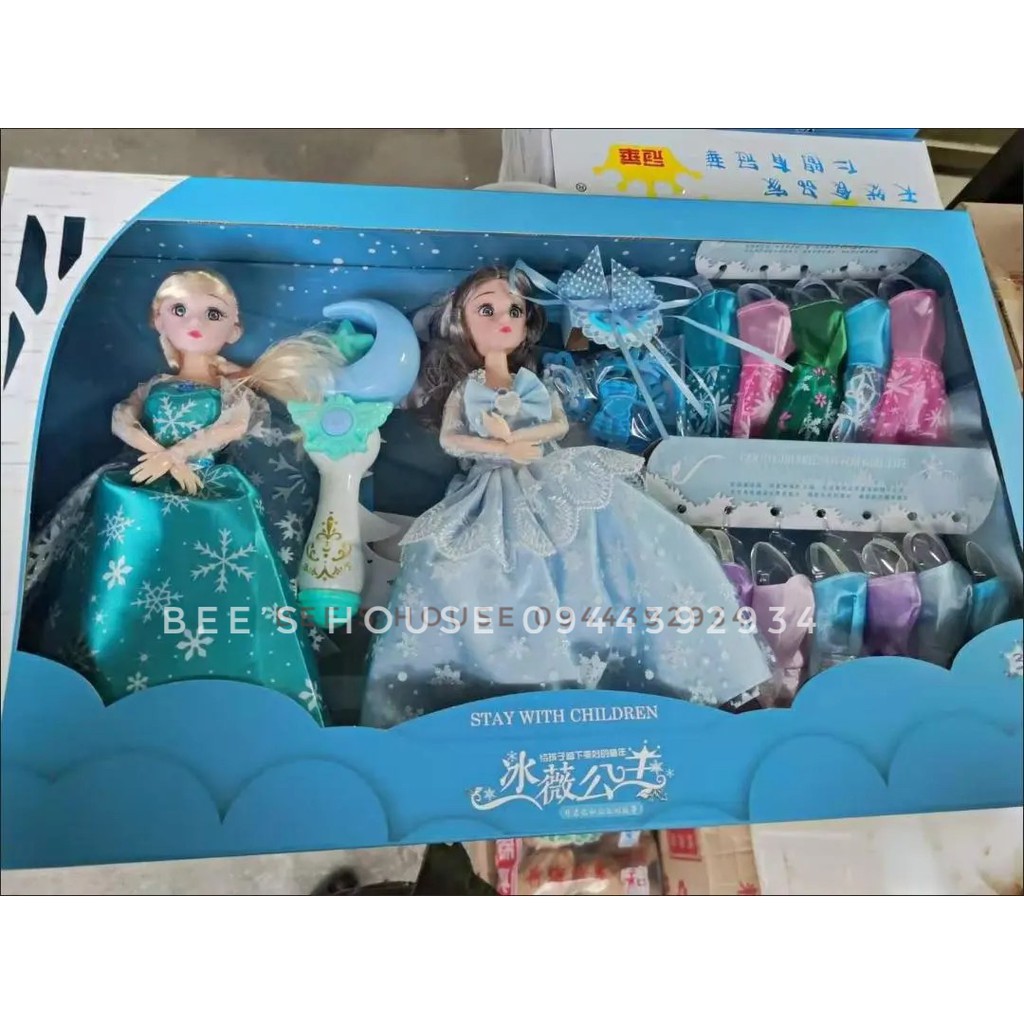 BỘ ĐỒ CHƠI BÚP BÊ CÔNG CHÚA NỮ HOÀNG BĂNG GIÁ ELSA BARBIE KÈM PHỤ KIỆN LÀM ĐẸP CHO BÉ TỪ 3T