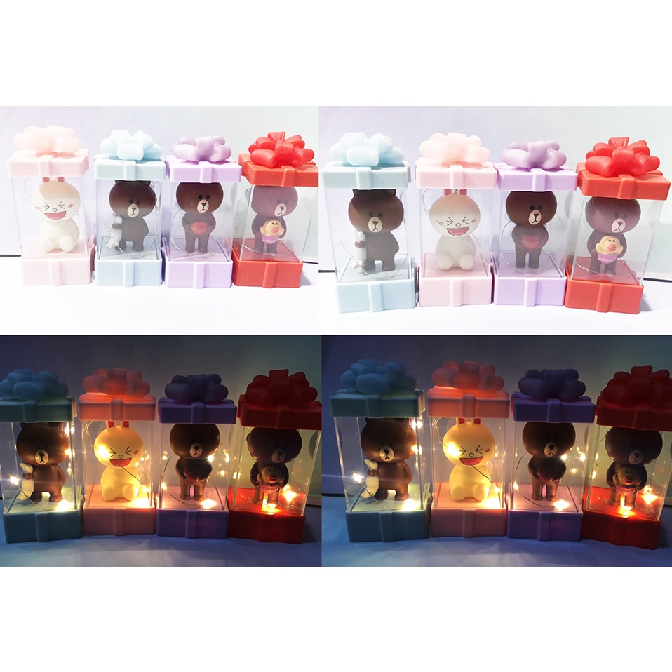 đèn ngủ hộp quà gấu brown thỏ cony vịt sally DHQ15 dễ thương cute  idolhoạt hình