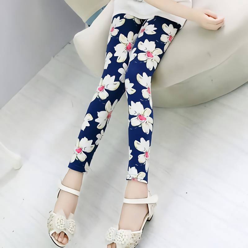 Quần Legging Dài Lưng Thun Co Giãn Họa Tiết Hoa Thời Trang Mùa Hè Cho Bé Gái 1-10 Tuổi