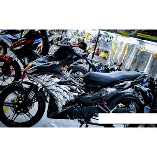 Tem trùm exciter 150 đen trắng chim ưng, độ team trùm decal xe máy ex dán đời 2015-2020