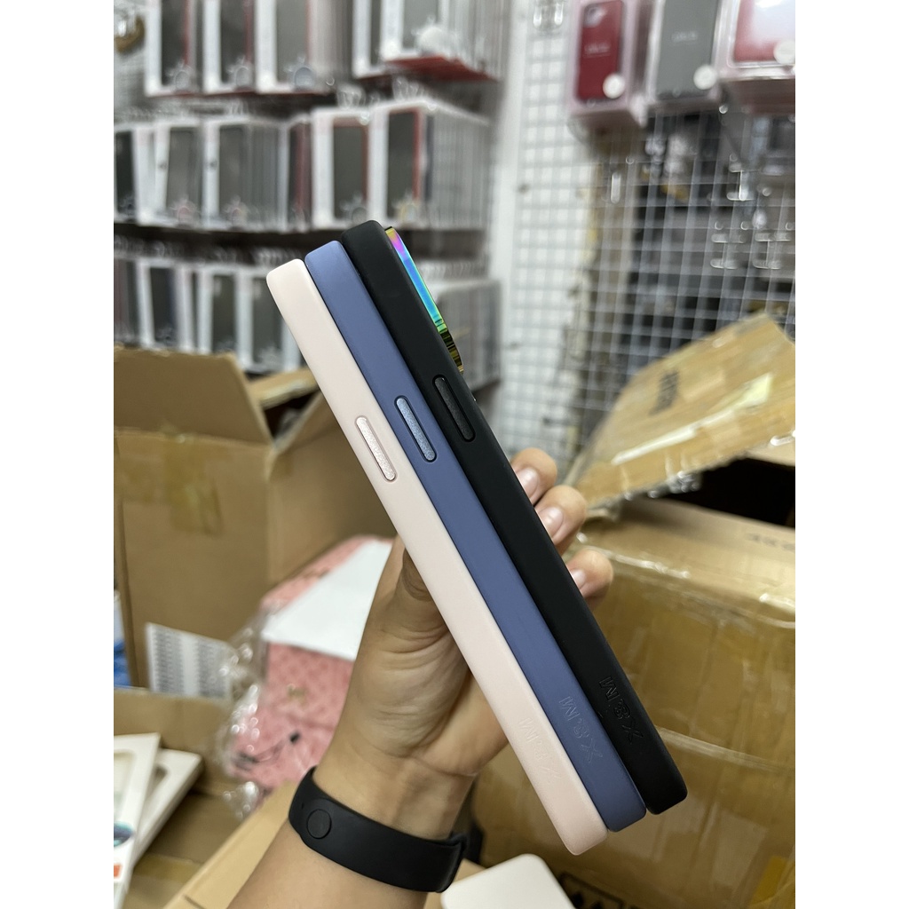 CHÍNH HÃNG  Ốp lưng X&amp;M nhám chống vân lưng cứng viền dẻo màu siêu đẹp VIỀN CAM 7 MÀU iPhone 11 12 13 PRO MAX