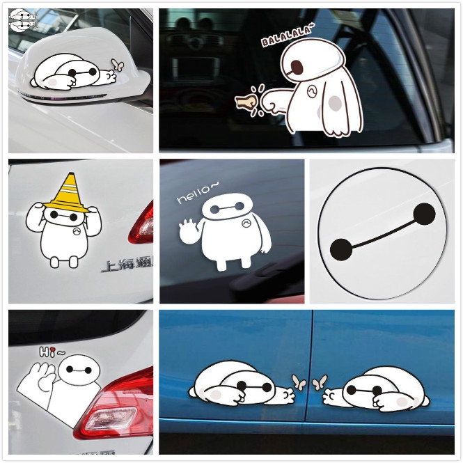 Miếng Dán Trang Trí Xe Hơi Phản Quang Hình Baymax Lớn Dễ Thương