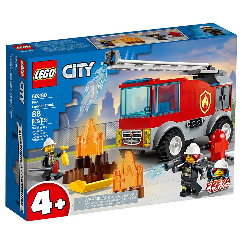 【LEGO] Các khối Lego 60280 xe cứu hỏa thang bộ thành phố lắp ráp đồ chơi cậu bé 2021 sản phẩm mới