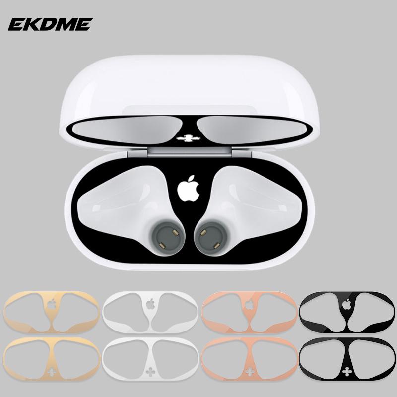 Miếng dán kim loại mạ màu chống bụi bảo vệ cho hộp đựng tai nghe Apple Airpods 1/2