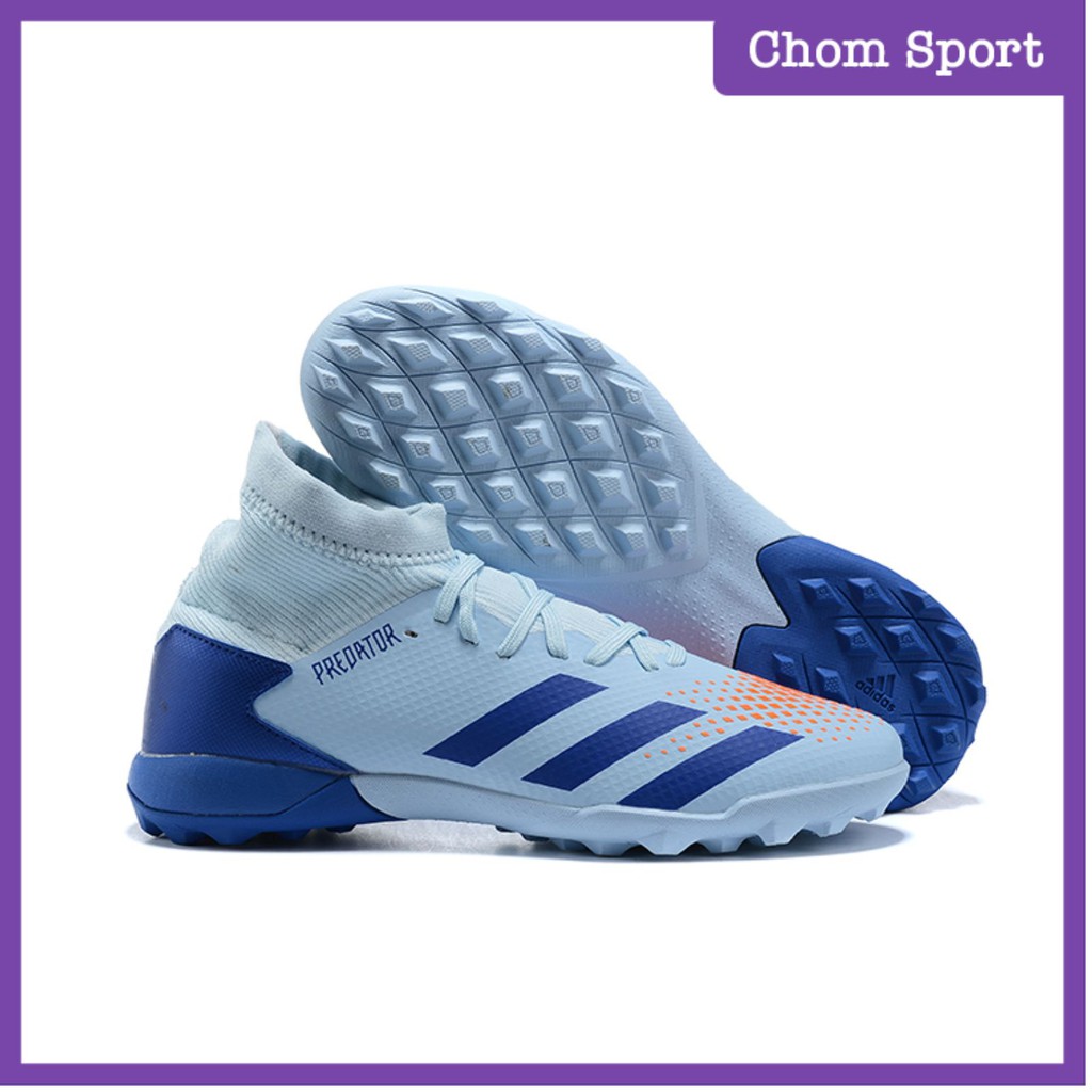 Giày Đá Bóng Cỏ Nhân Tạo 𝗧𝗙 𝗣𝗿𝗲𝗱𝗮𝘁𝗼𝗿 𝟮𝟬 Xanh Ngọc Đỏ Cổ Chun Đã Khâu ĐÃ KHÂU