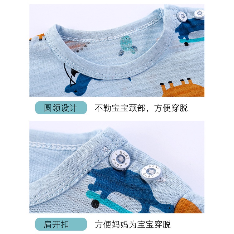Bộ đồ ngủ tay ngắn chất liệu cotton mỏng nhẹ thoáng khí thời trang mùa hè cho bé