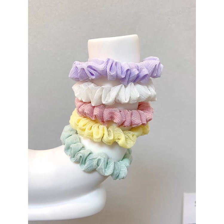 Set 2 dây cột tóc scrunchies phong cách Hàn Quốc - Dây buộc tóc chấm bi, voan, ren nhiều màu lựa chọn
