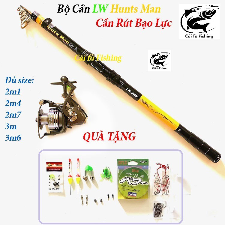 Bộ Cần Câu HuntsMan LW Kèm Máy CL Kim Loại Siêu Bạo Lực TẶNG KÈM PHỤ KIỆN
