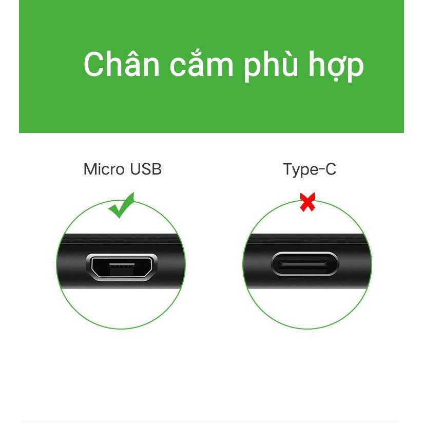 Cáp sạc USB 2.0 A sang Micro Ugreen US290 | Sạc nhanh | Vỏ sợi siêu bền | Bảo Hành 1 đổi 1 18 tháng | 60144 60145 60146