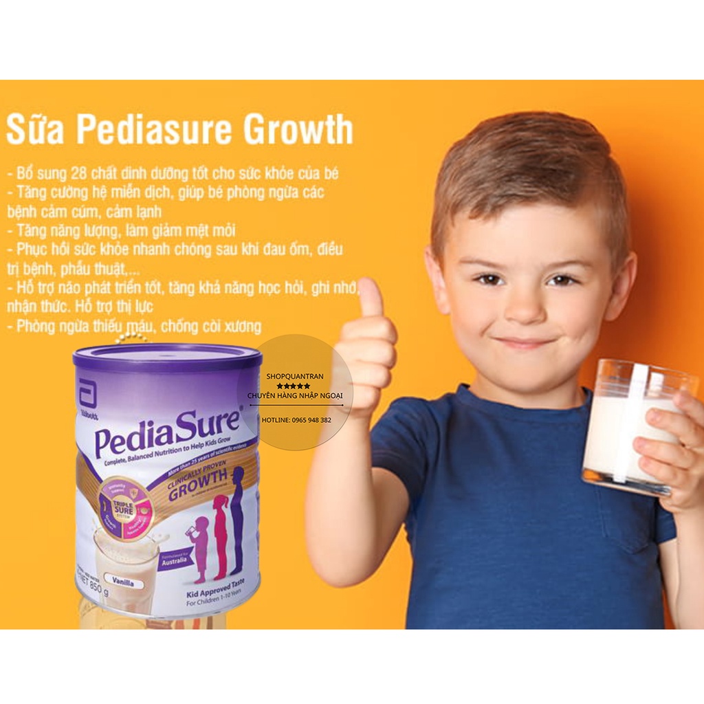 Sữa Pediasure Úc Hộp 850G (Date mới 2022) Hương Vanilla Chính Hãng Giá Tốt