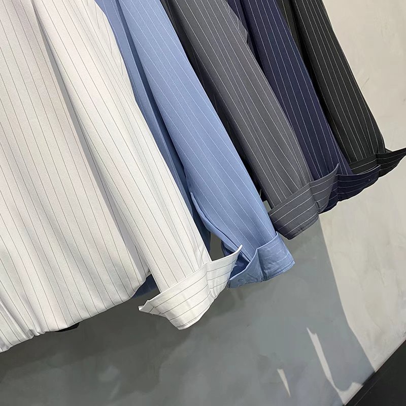 Áo Sơ Mi Tay Dài Bằng Vải polyester Màu Sắc Đơn Giản Dành Cho Nam