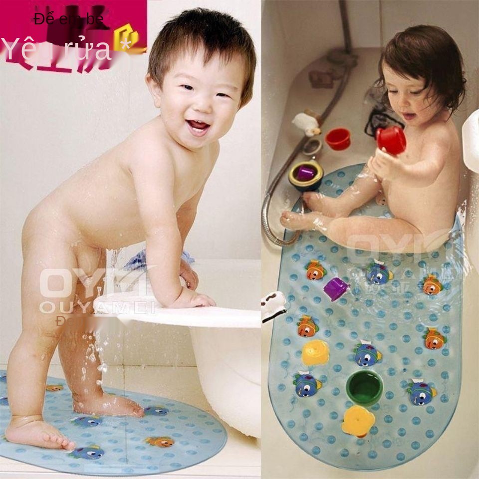 Thảm chống trượt phòng tắm hoạt hình cho trẻ em bồn cầu và toilet trơn nước mat PVC không phai