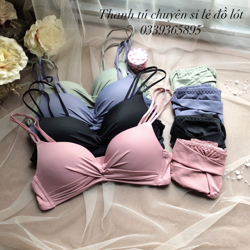 Bộ đồ lót nữ Xoắn Nơ Xinh có mút nâng nhẹ Thông Hơi