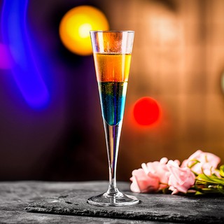 Ly thủy tinh uống rượu nhiều lớp hình chữ V màu cầu vồng dễ thương