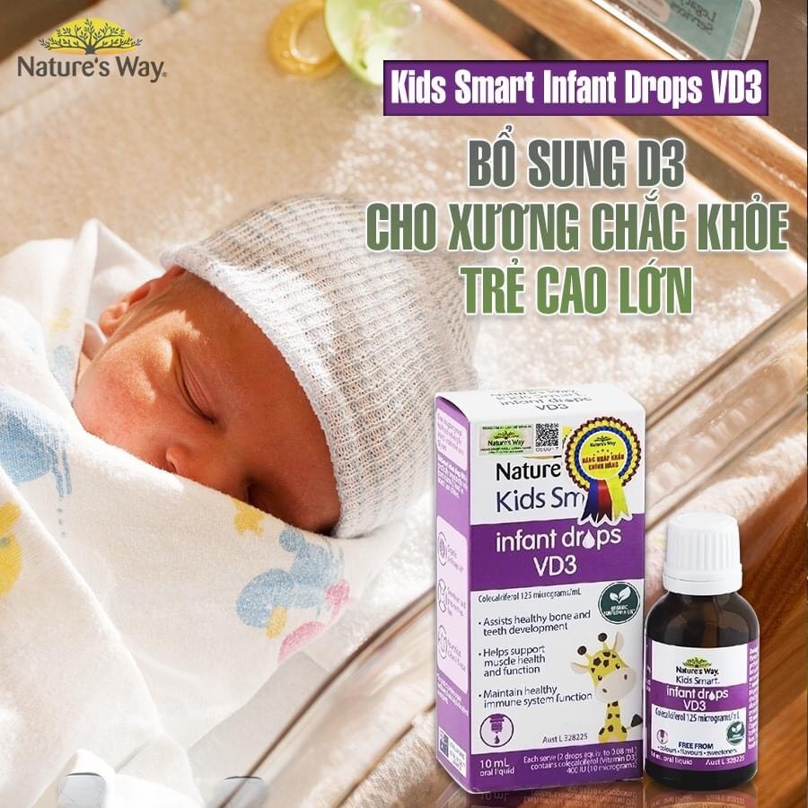 Vitamin cho bé Infant Drops VD3 Nature's Way 10ml, siro uống bổ sung vitamin - Monnie Kids