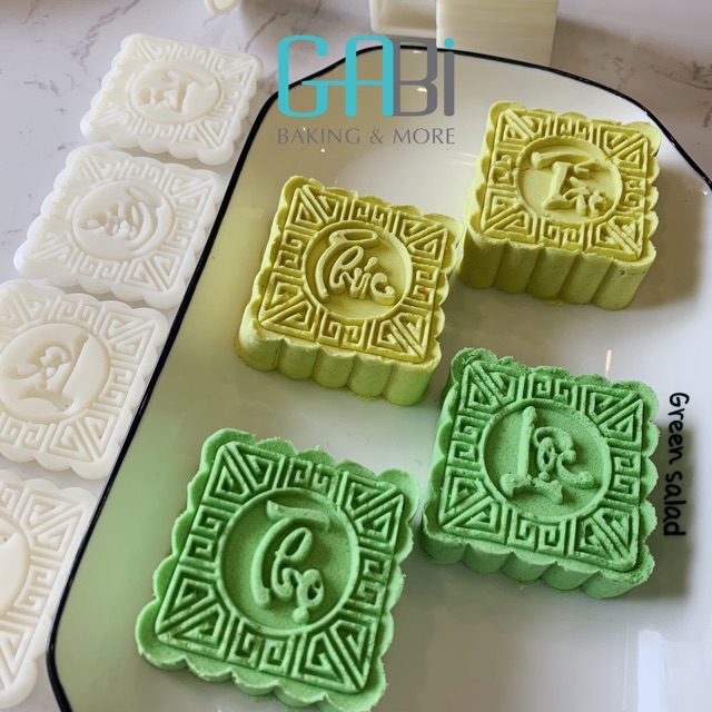 Khuôn nhấn trung thu lò xo 125g 4 mặt vuông Phúc lộc thọ tài