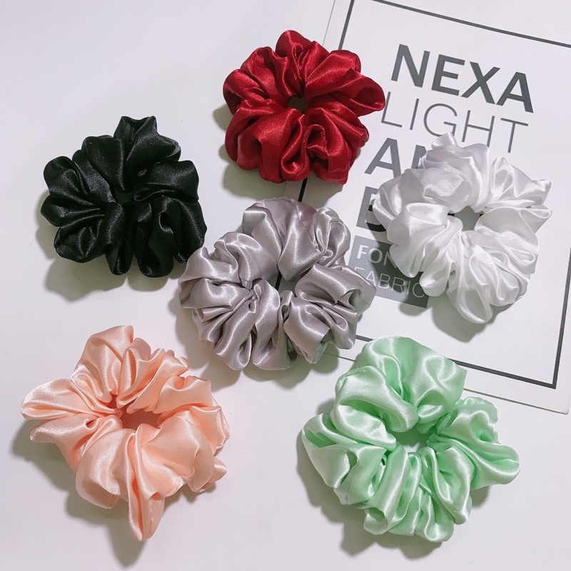 Cột tóc vải phi lụa siêu to , cực nhún - scrunchies