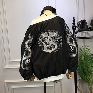 Có sẵn size L VÀ XL áo bomber thêu rồng trắng