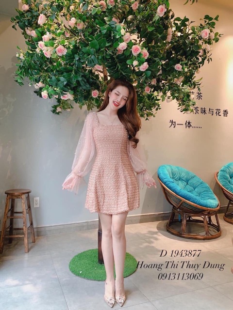 Váy dạ xước tay voan- quảng châu | BigBuy360 - bigbuy360.vn