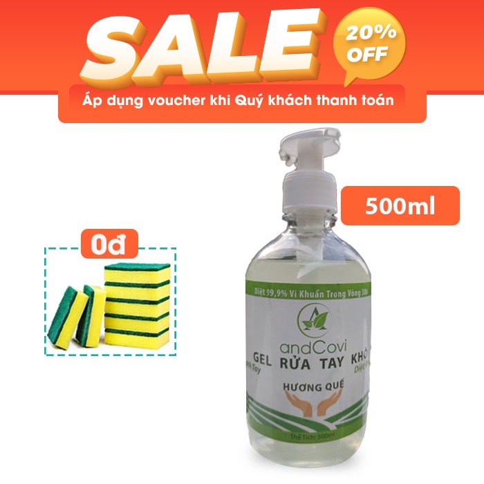 Gel rửa tay khô hương quế AndCovi (100ml/500ml) - Sạch tay, diệt khuẩn, thơm nhẹ | BigBuy360 - bigbuy360.vn