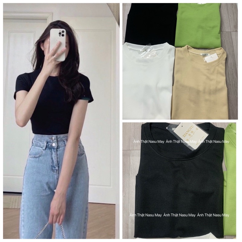 Áo Thun, Áo Phông croptop TRƠN DÁNG VỪA DỄ PHỐI Đen/ Trắng/ xanh/Be | BigBuy360 - bigbuy360.vn