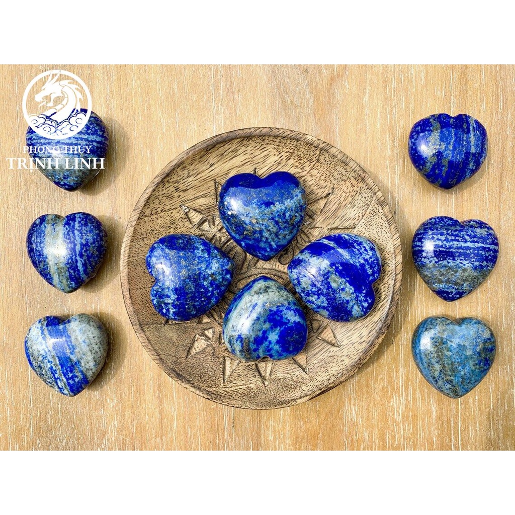 Đá hình trái tim Lapis lazuli xanh biển mang năng lượng tích cực