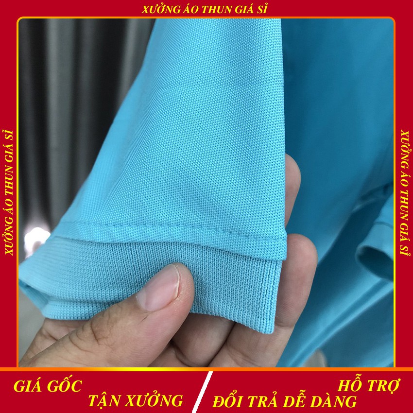 Áo phông nữ polo - Áo cá sấu poly cổ trụ màu thiên thanh