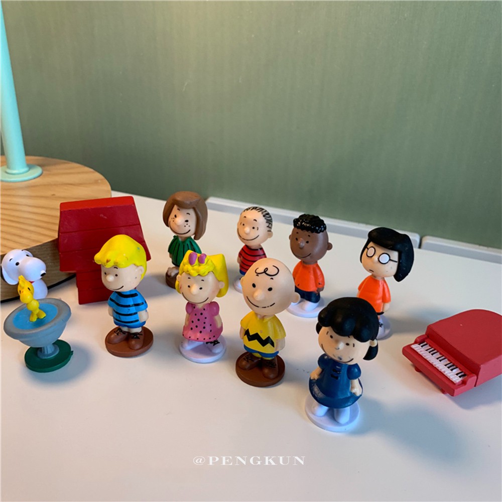 Set 12 Mô Hình Snoopy Hoạt Hình Thủ Công Sáng Tạo Dễ Thương Trang Trí Bàn Làm Việc