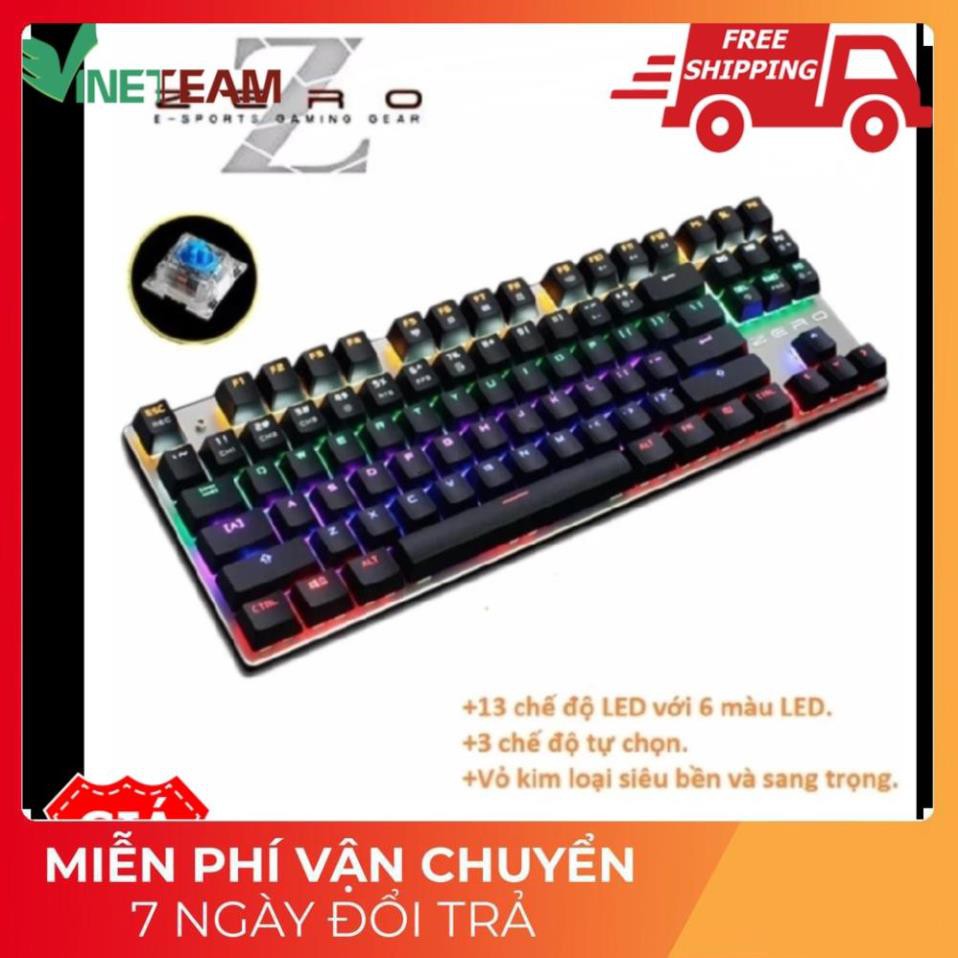 HOT- CHÍNH HÃNGBàn phím cơ Metoo zero TKL 87keys có led bản quốc tế