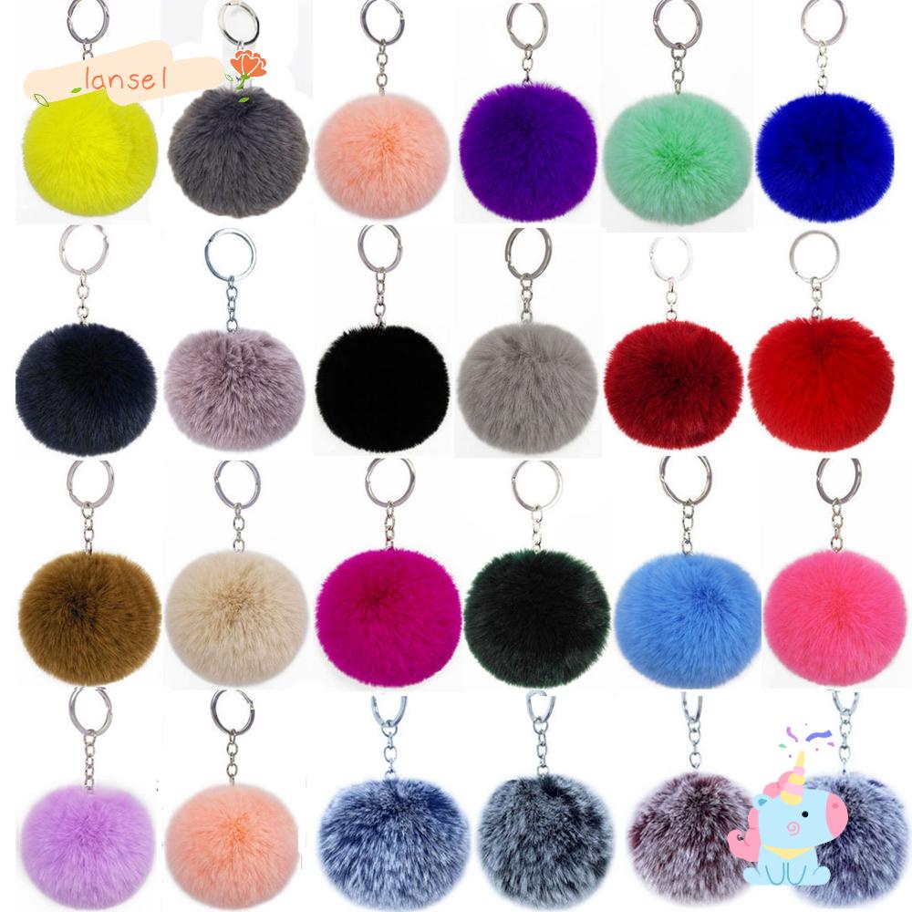 Móc Khóa Banh Lông Thỏ 24 Màu Tùy Chọn