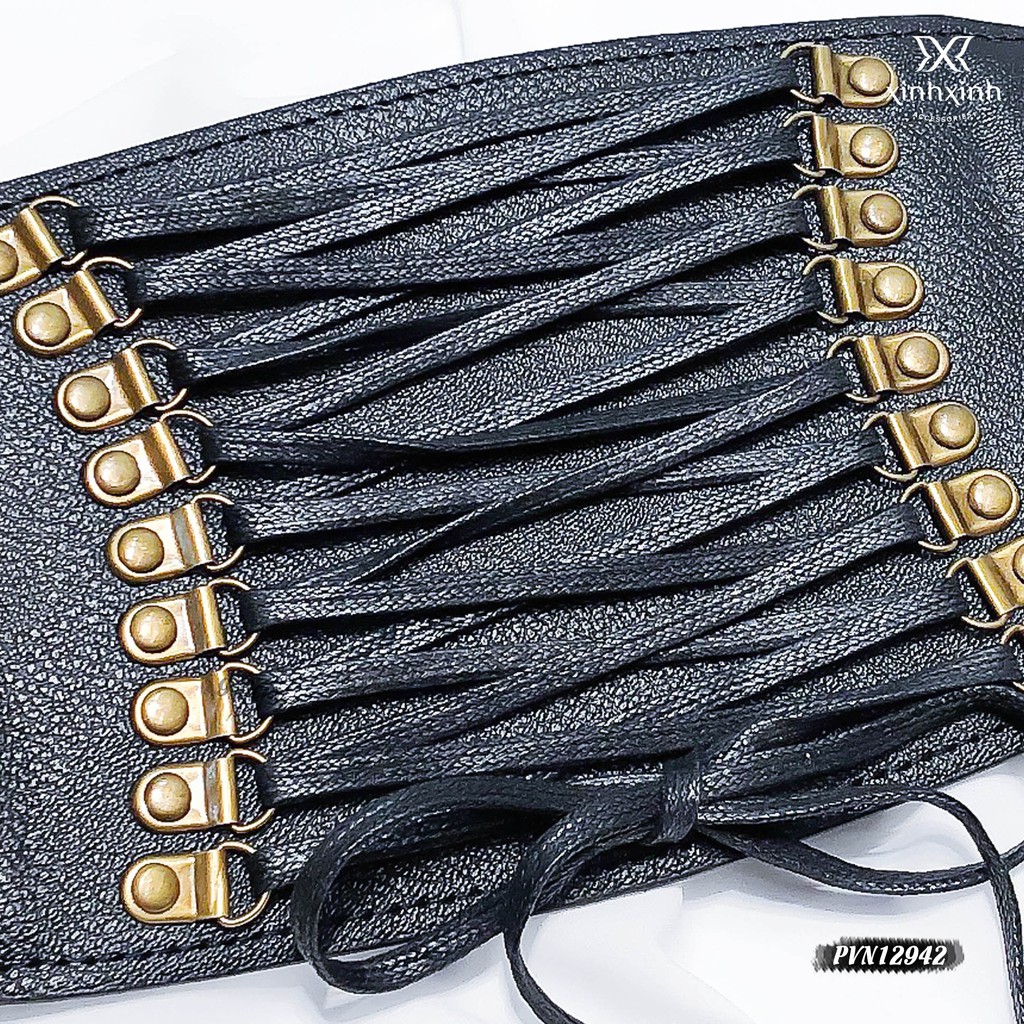 Leather Corset Belt With Fringe 