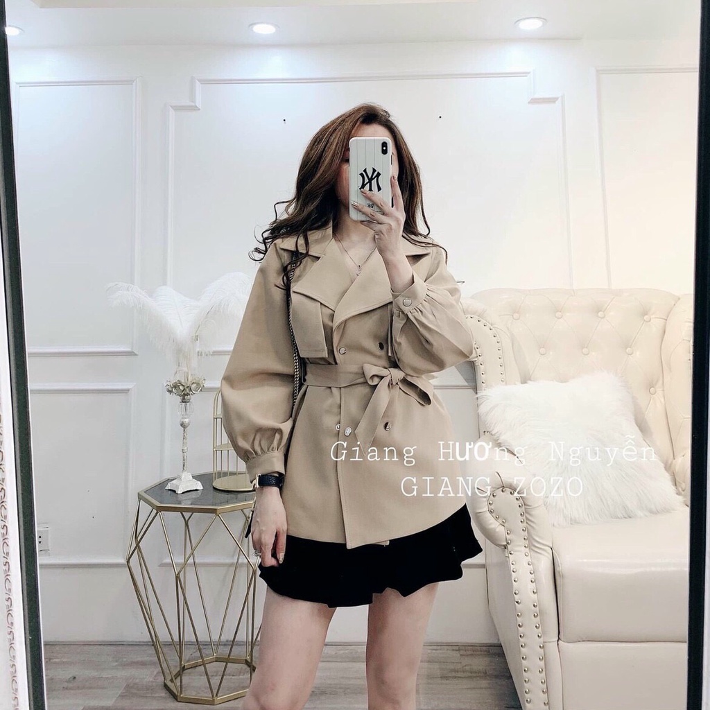 Áo khoác măng tô kaki dáng lửng