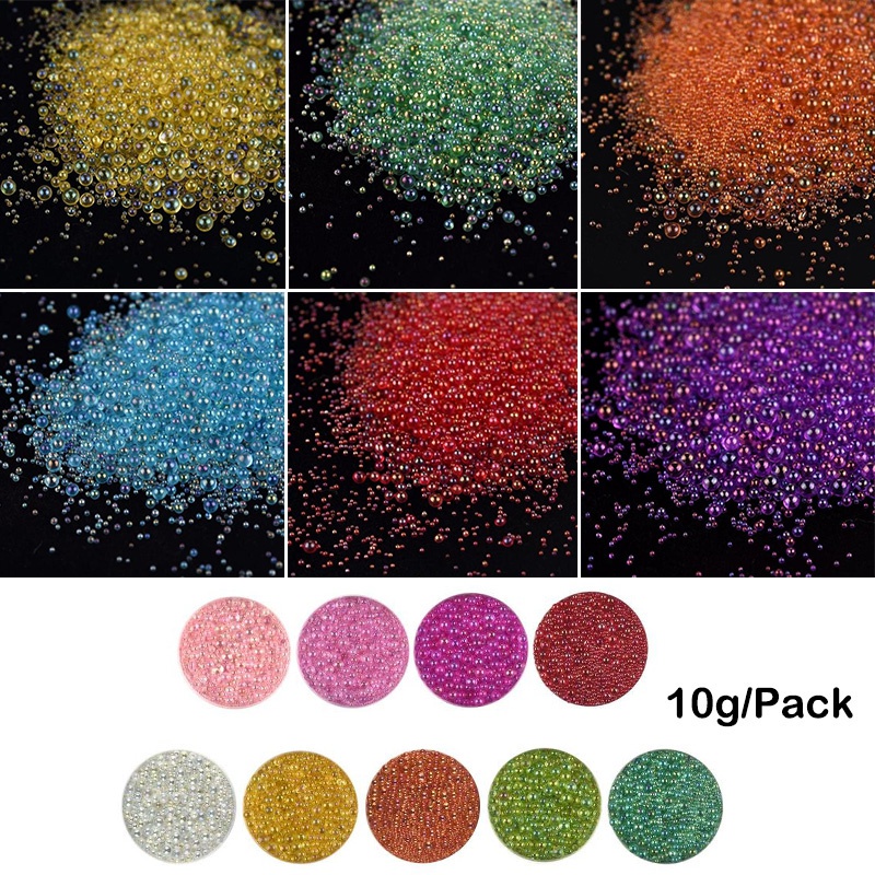[Hàng mới về] Gói 10g hạt cườm bong bóng mini 0.4-3mm dùng để làm móng nghệ thuật/đồ thủ công với khuôn silicon epoxy