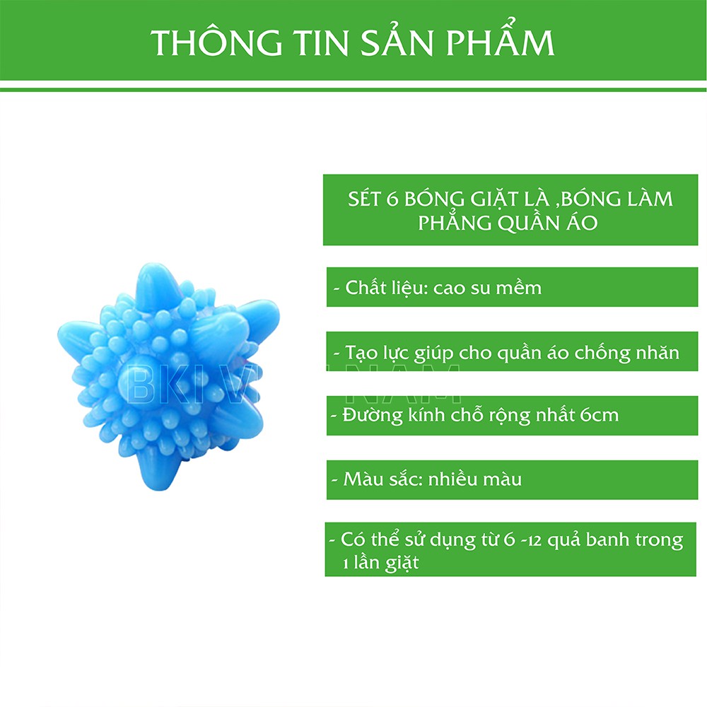 Sét 6 Bóng Giặt Là ,Bóng Làm Phẳng Quần Áo - BONGGIATC6