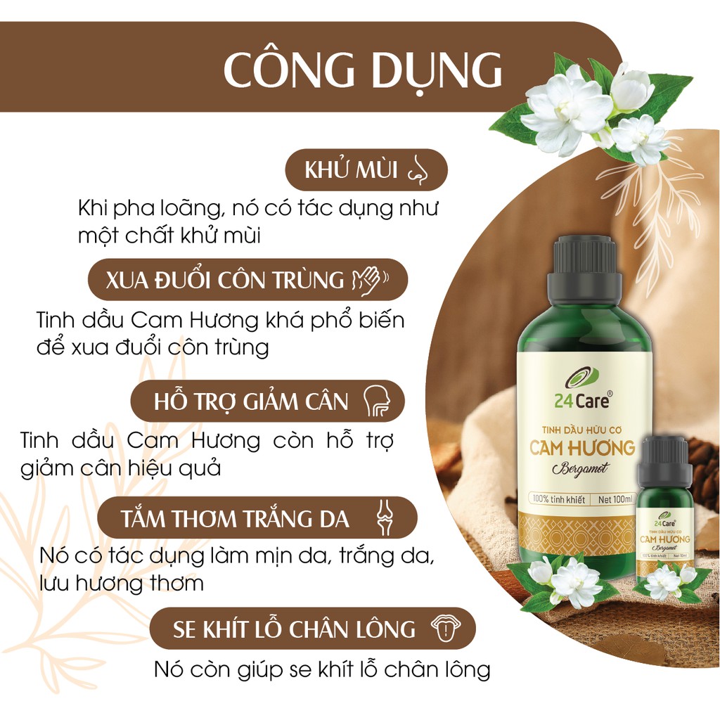 Tinh dầu Cam Hương 24Care - ngừa nhiễm trùng, giảm căng thẳng thiên nhiên 100ML