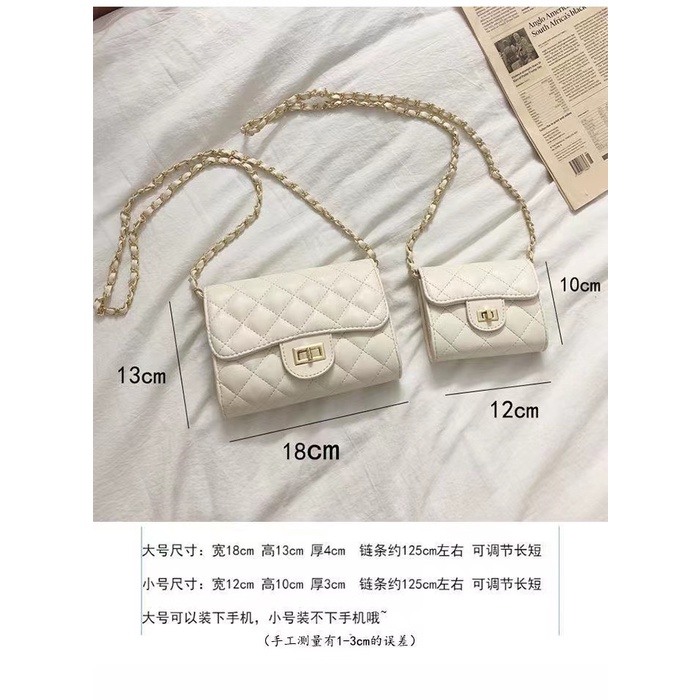 Túi Đeo Chéo Mini Hình Vuông Phối Dây Xích Phong Cách Hàn Quốc Mới 2020