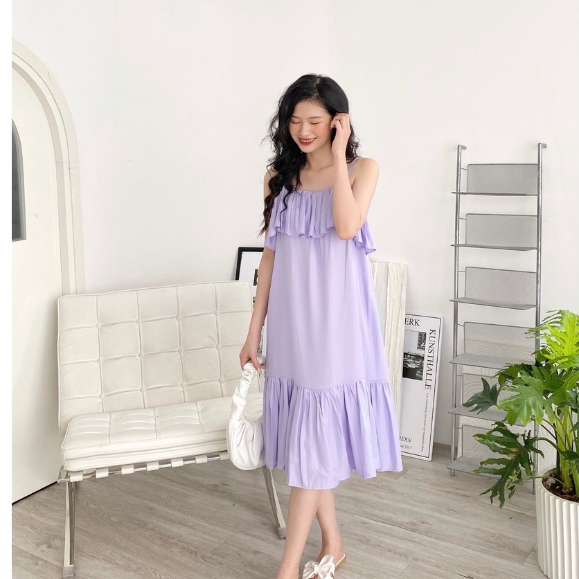 YU CHERRY | Đầm lụa dài hai dây, tà bèo phù hợp đi biển, Flying Cami Dress YD152