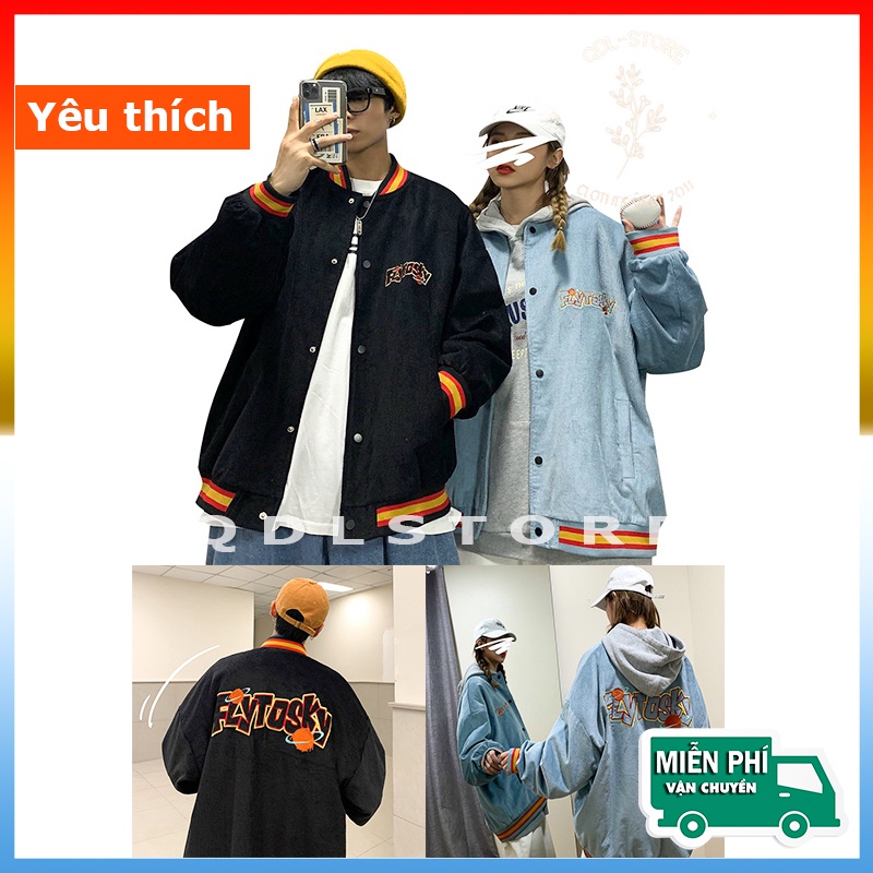 Áo Bomber Jacket Unisex 🍓FreeShip🍓 Áo Khoác Bóng Chày Nhung 2 lớp FLYTOSKY | BigBuy360 - bigbuy360.vn