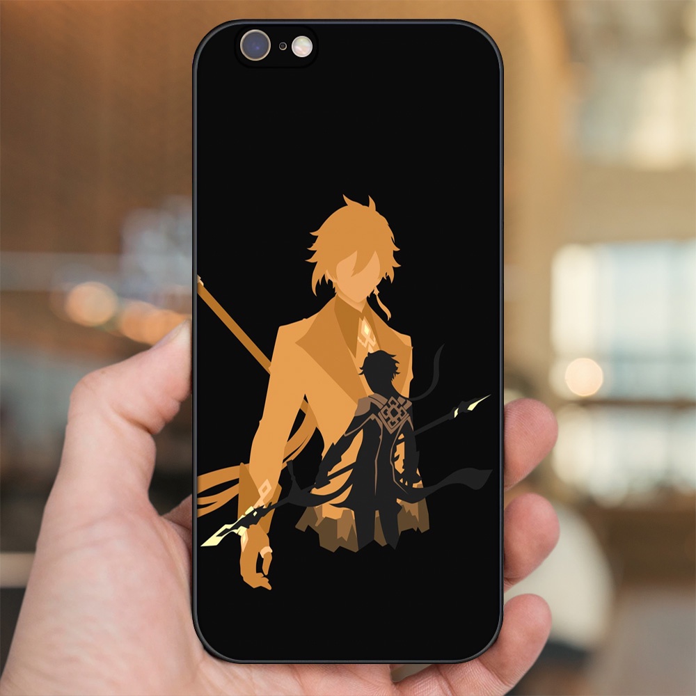 Ốp lưng iPhone 6, 6s dẻo đen cạnh vuông in hình Zhongli Genshin Impact