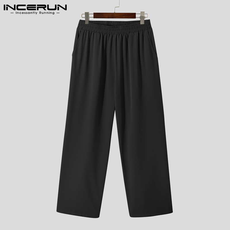 Quần dài INCERUN ống rộng màu sắc đơn giản cho nam