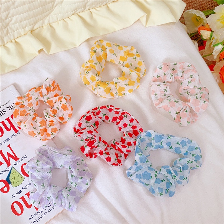 Dây Buộc Tóc Vải Lưới Họa Tiết Trái Cây Xinh Xắn Cho Nữ