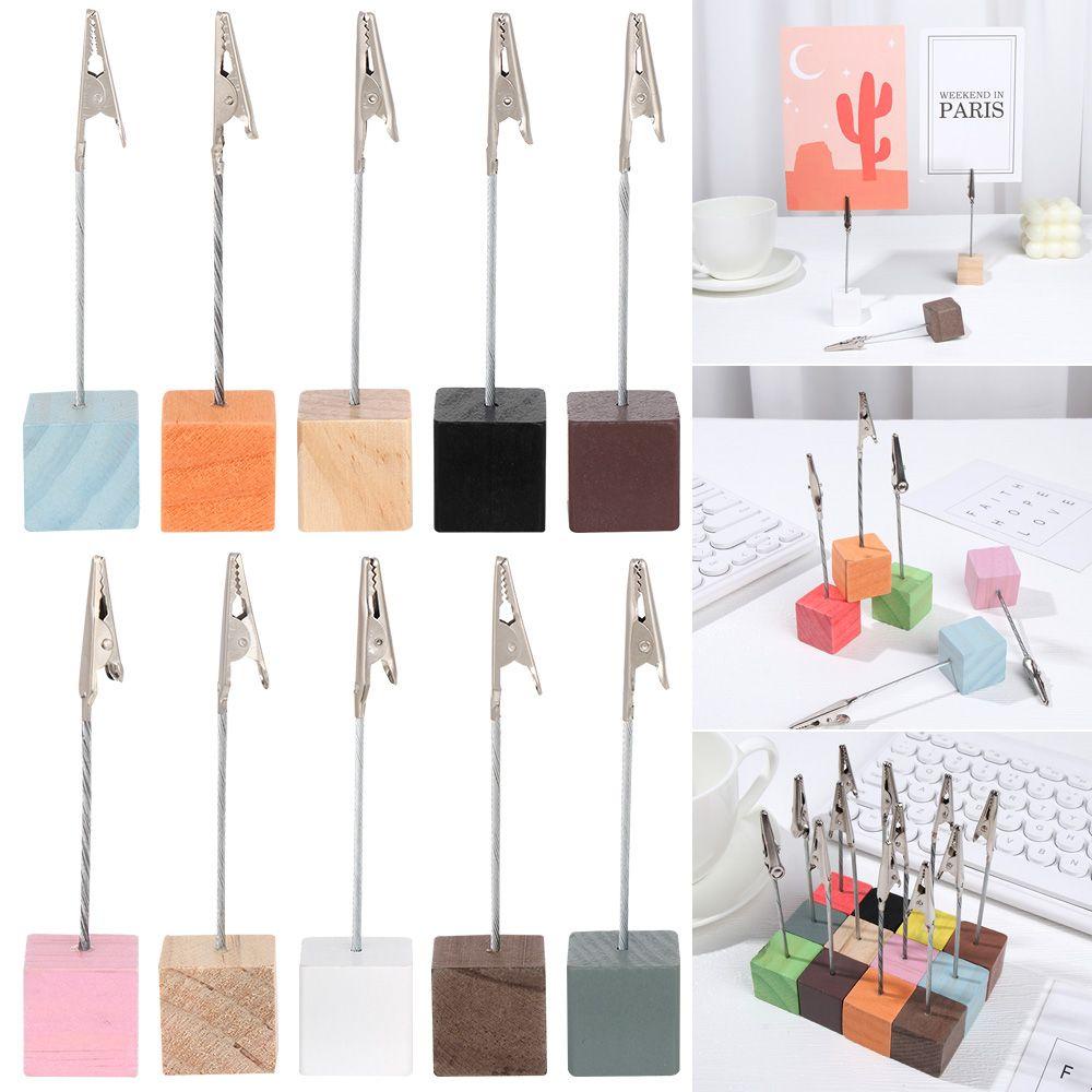 1 Kẹp Giấy / Thẻ Ghi Chú Hình Vuông Bằng Gỗ Dùng Trang Trí DIY