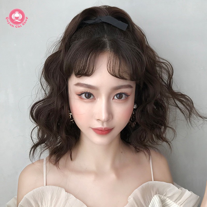 Đuôi tóc giả nữ xoăn xù ngang vai CAO CẤP, không bóng &amp; mềm mượt như tóc thật, dây cột chắc chắn tiện lợi