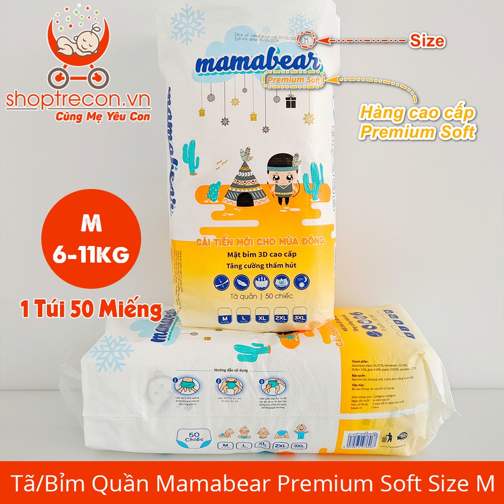[Tã quần Mama Bear Mamabear] Combo 100 Cái Tả - bỉm quần Mama bear cho bé đủ size M / L / XL / 2XL / 3XL
