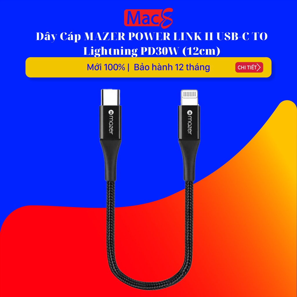 Dây Cáp MAZER POWER LINK II USBC TO Lightning PD30W (12cm)