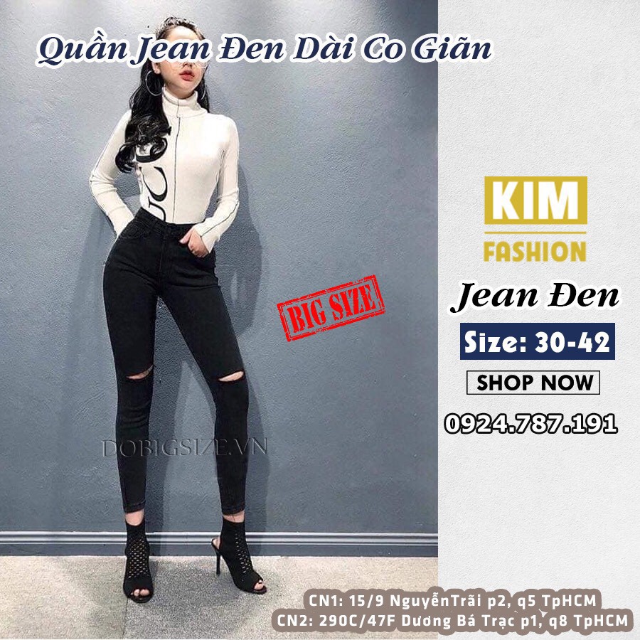 Quần Jeans Đen Bigsize Co giãn Size 38-42 85 -110kg