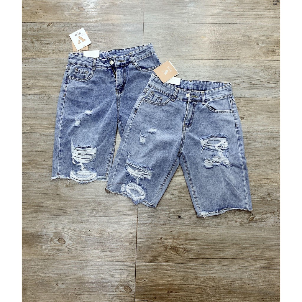 (Hoàng Hà) Quần jeans lửng rách